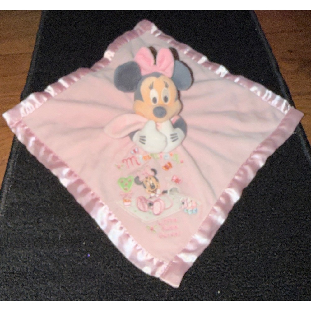 Disney Store-Pink Minnie's "Little Rose Garden" Plush Lovey (security Blanket)